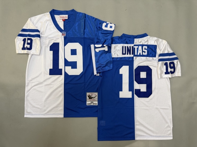 Men 2025 Indianapolis Colts #19 Unitas white blue Throwback Limited NFL Jersey style 001